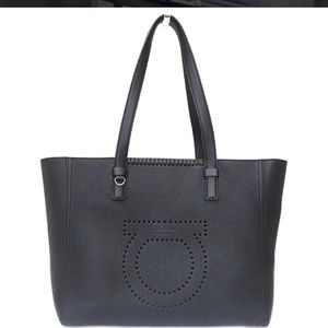 Salvatore Ferragamo Medium Satchel Marta Pebbled Leather - Rare Find! BLACK